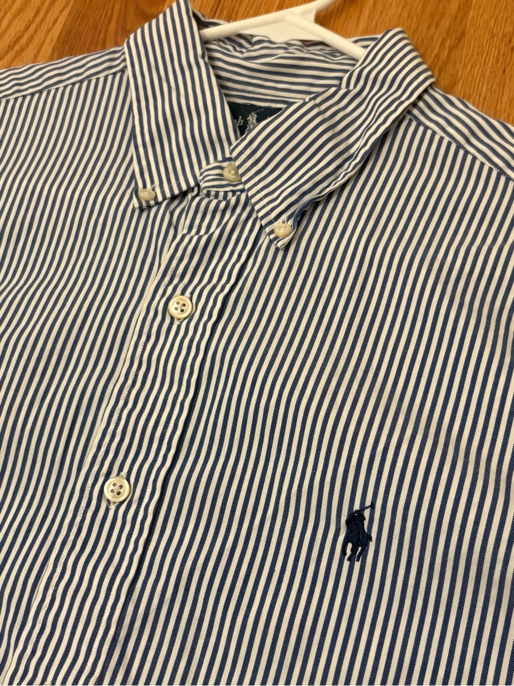 Ralph Lauren Men's Classic Fit White & Blue Stripe Button-Down Shirt 15.5 Medium